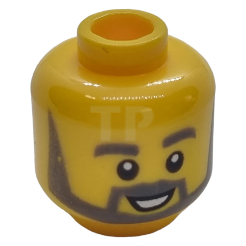 LEGO&reg; 6218235 - 3626cpb2199 - Minifigur, Kopf Bart mit dicken grauen Augenbrauen, eckiger Bart, offener weißer Mund, weiße Pupillen Muster - Noppen