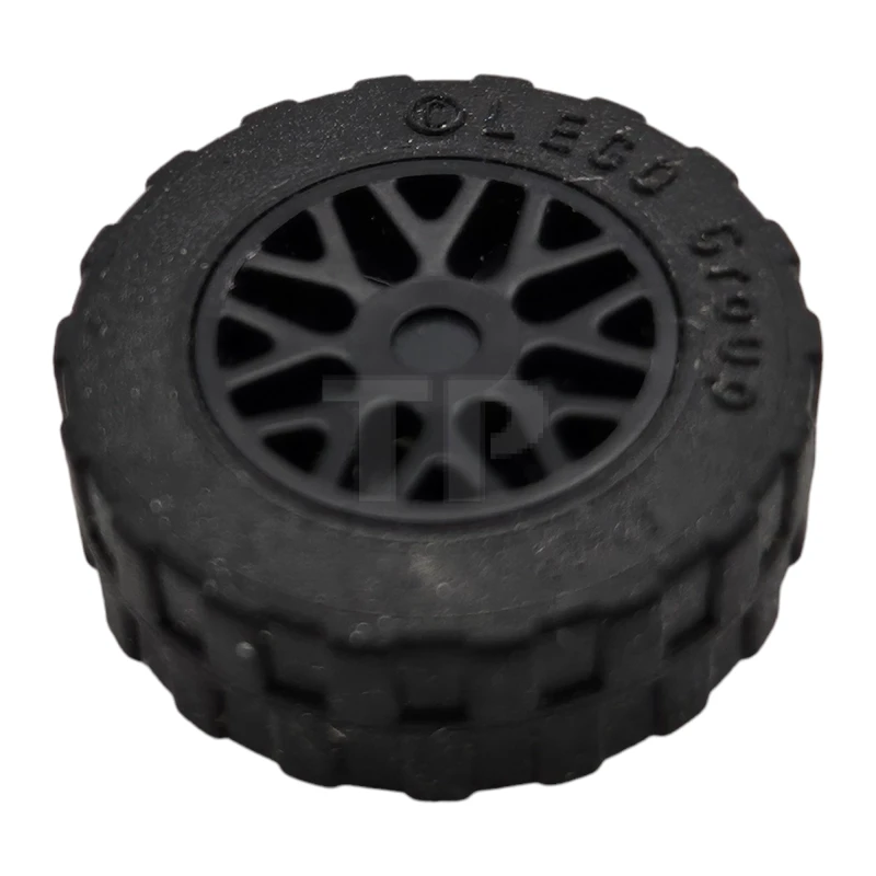 LEGO&reg; 93595c02 -  - Wheel 11mm D. x 6mm with 8 'Y' Spokes with Black Tire 17.5mm D. x 6mm with Shallow Staggered Treads - Band Around Center of Tread (93595 / 92409)