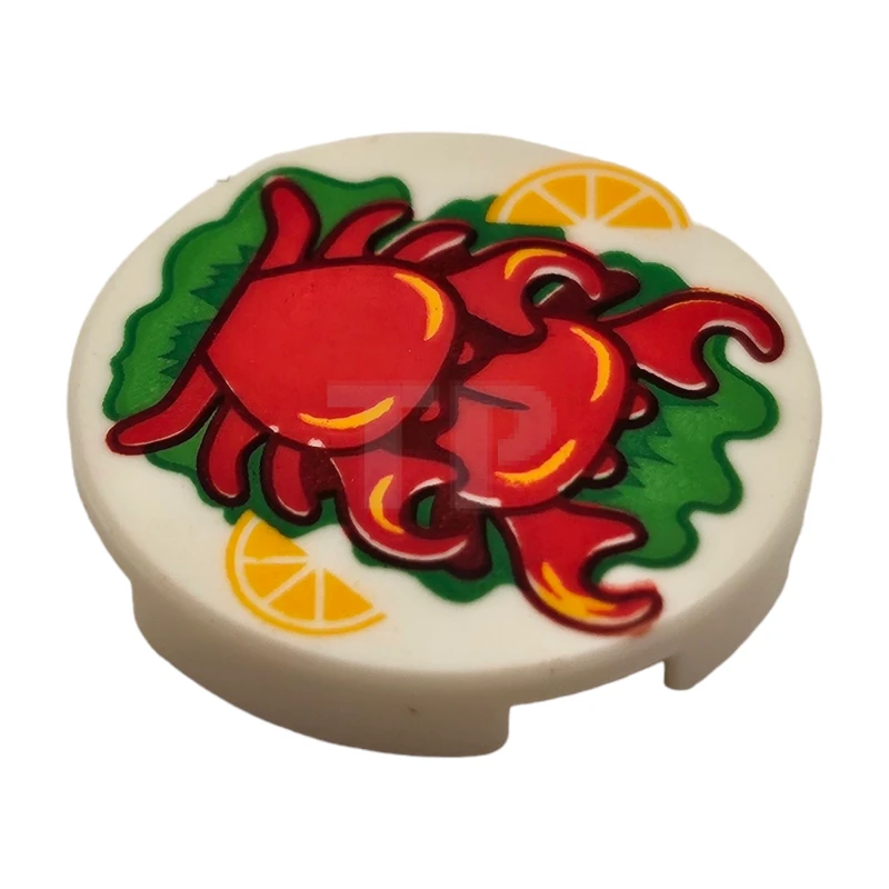LEGO&reg; 6257812 - 14769pb255 - Tile 2 x 2 Round with Bottom O and Food Pattern