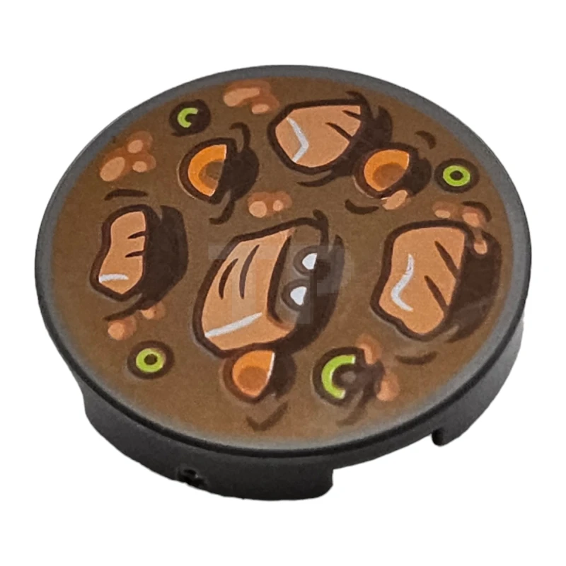 LEGO&reg; 6259033 - 14769pb257 - Tile 2 x 2 Round with Bottom O and Food Pattern