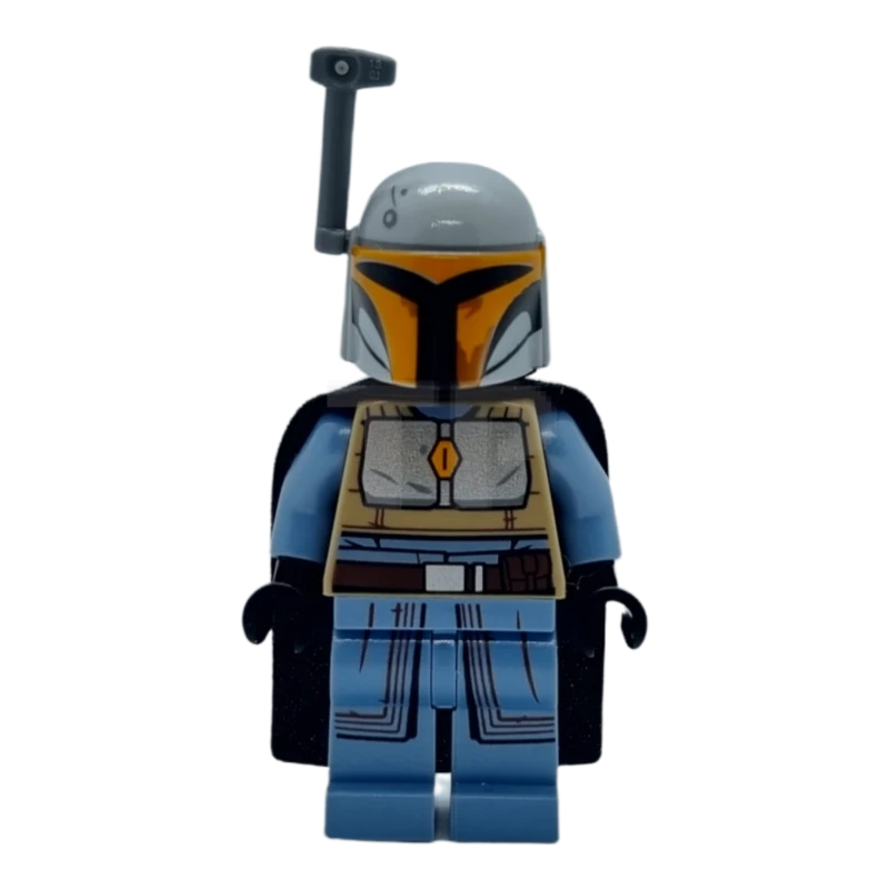 LEGO&reg; sw1077 Mandalorian Tribe Warrior - Female, Black Cape, Light Bluish Gray Helmet with Antenna / Rangefinder