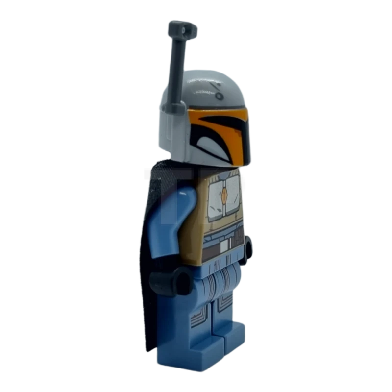LEGO&reg; sw1077 Mandalorian Tribe Warrior - Female, Black Cape, Light Bluish Gray Helmet with Antenna / Rangefinder