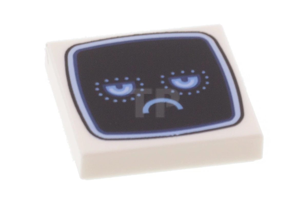 LEGO&reg; 6303520 - 3068pb1400 - Tile 2 x 2 with Groove with Black TV Screen, Bright Light Blue Eyes and Frown Pattern