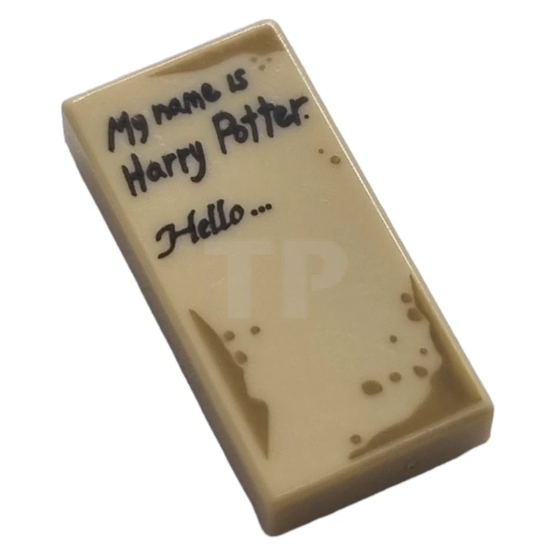 LEGO&reg; 6314823 - 3069pb0820 - Tile 1 x 2 with 'My name is Harry Potter. Hello...' Pattern