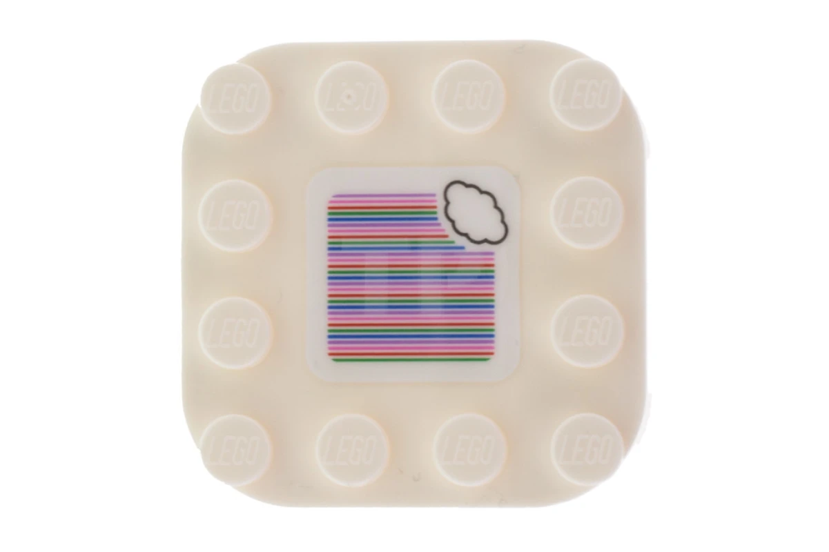 LEGO&reg; 6315655 - 66792pb001 - Plate 4 x 4 x 2/3 Rounded Corners with Super Mario Scanner Code Cloud Pattern