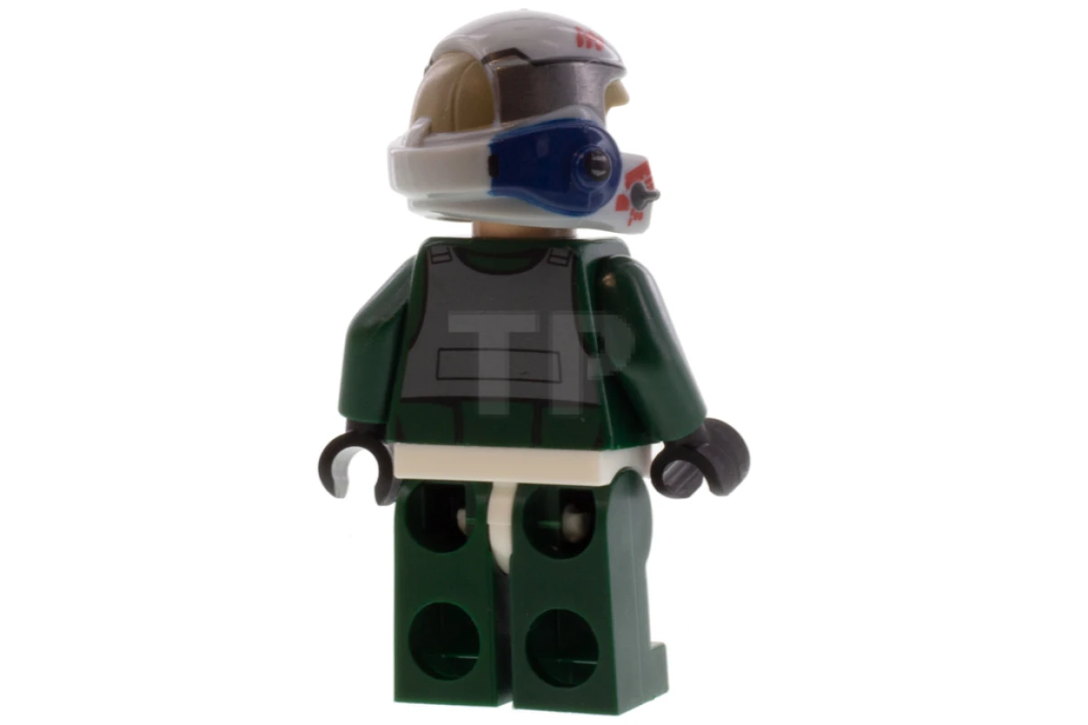 LEGO&reg; sw1092 Pilote rebelle aile A (casque ouvert, combinaison vert foncé, sourire / peur) (Arvel Crynyd)