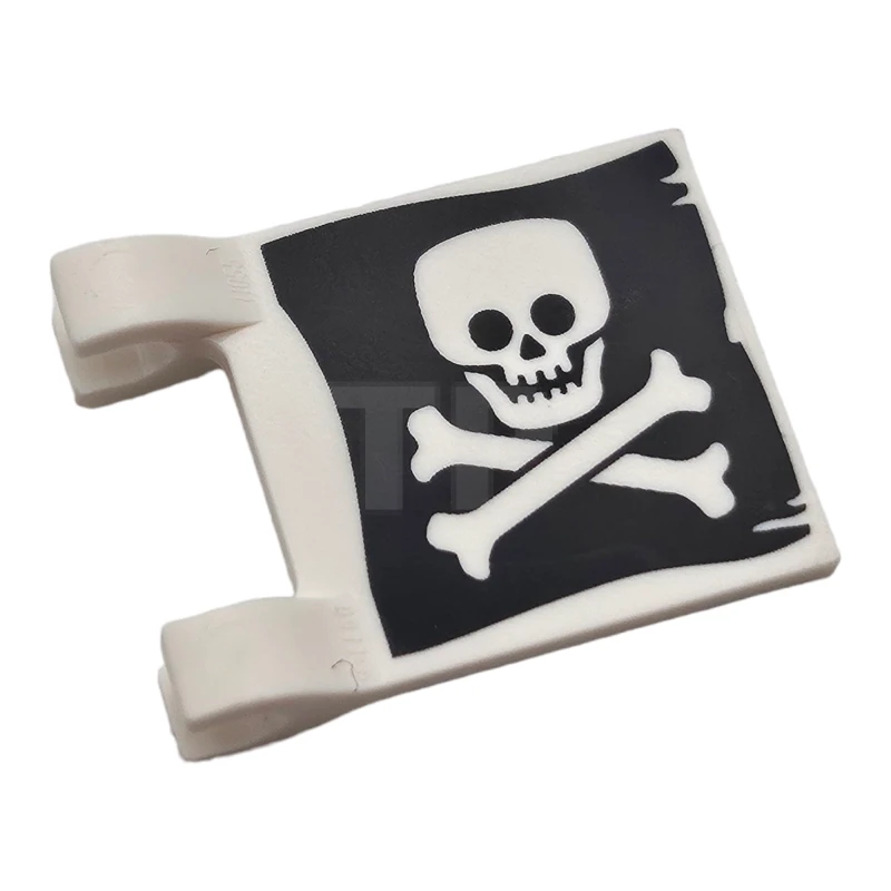 LEGO&reg; 6317075 - 2335pb212 - Drapeau 2 x 2 carré avec motif plat de tête de mort et d'os croisés (Jolly Roger) des deux côtés