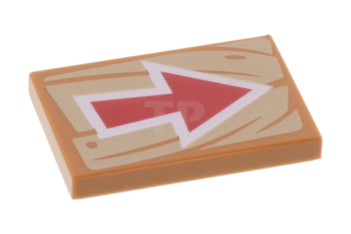 LEGO&reg; 6309031 - 26603pb091 - Tile 2 x 3 with Arrow on Wood Grain Background Pattern