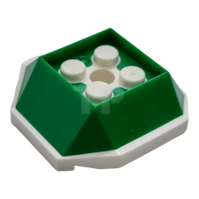 LEGO&reg; 6495047 - 67013pb01 - Coquille, 4 studs à l'intérieur et trou avec motif vert.