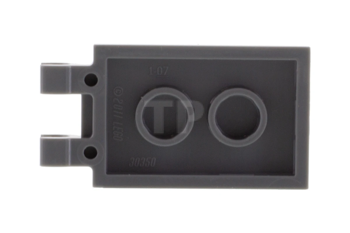 LEGO&reg; 6331692 - 30350bpb110 - Tile, Modified 2 x 3 with 2 Clips with Metal Plates with Black Border and 4 Rivets Pattern