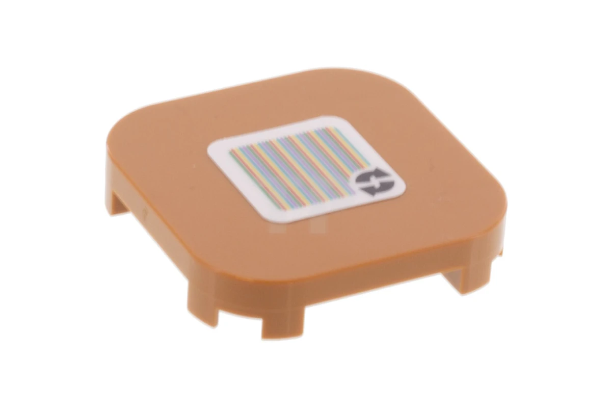 LEGO&reg; 6331722 - 68869pb006 - Tile 4 x 4 x 2/3 Rounded Corners with Super Mario Scanner Code 2 Arrows Cycle Pattern