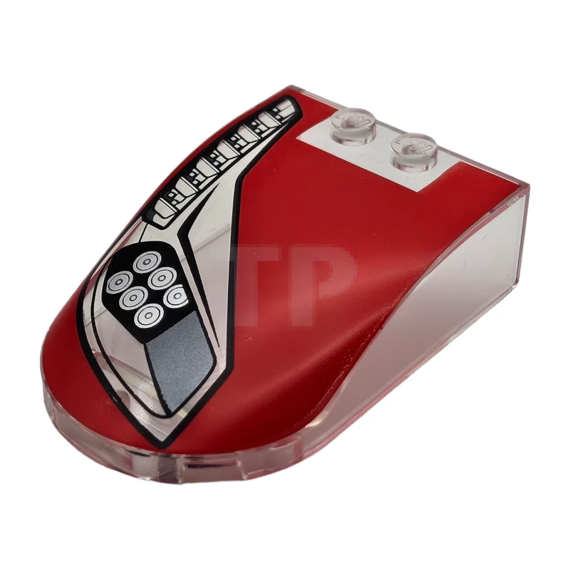 LEGO&reg; 6335200 - 18973pb12R - Windscreen 6 x 4 x 1 Curved with Headlights, Vents and Red Pattern Model Right Side