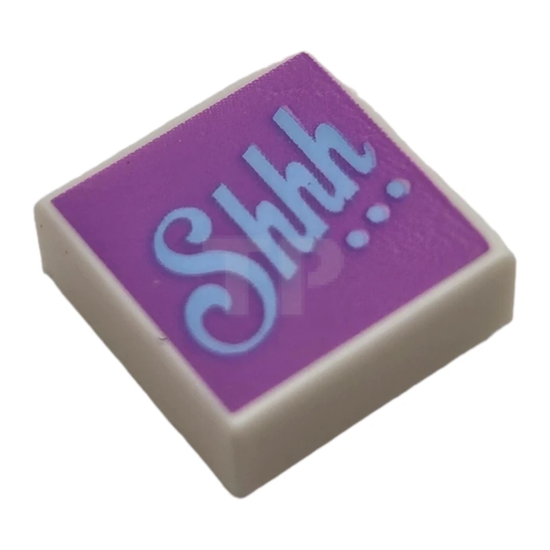 LEGO&reg;  - 3070pb186 - Tegel 1 x 1 met 'Shhh...'. Patroon