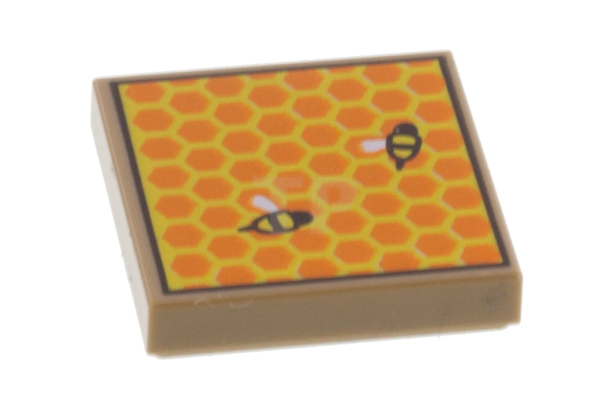 LEGO&reg; 6324015 - 3068pb1489 - Tegel 2 x 2 met bijenkorfkader en bijenpatroon