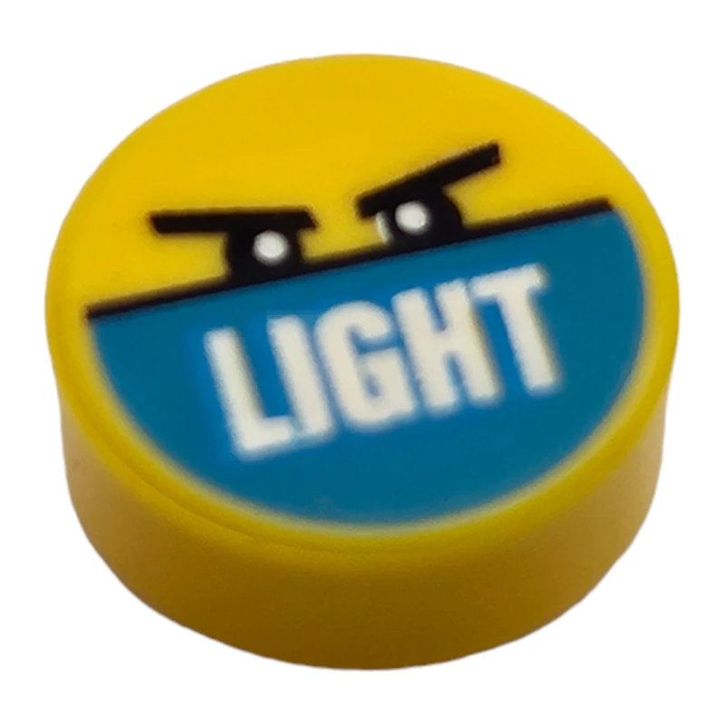 LEGO&reg; 6326442 - 98138pb178 - Tile 1 x 1 Round with Angry Eyes and 'LIGHT' Pattern