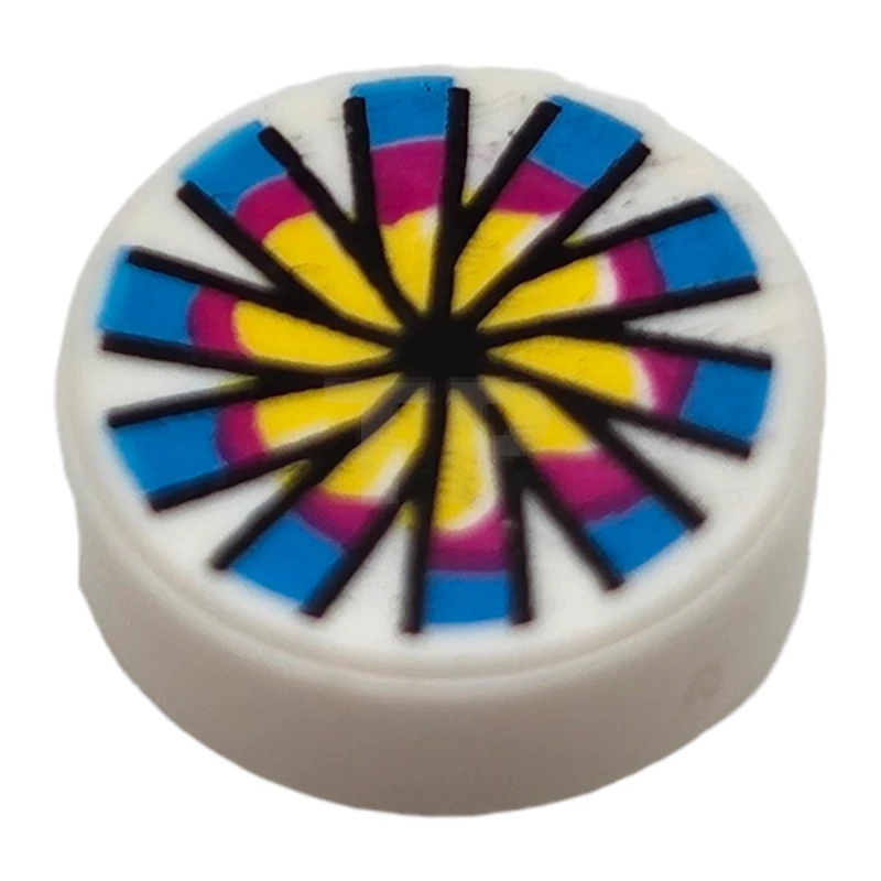 LEGO&reg; 6298993 - 98138pb119 - Tile 1 x 1 Round with Chinese Pellet Drum Pattern