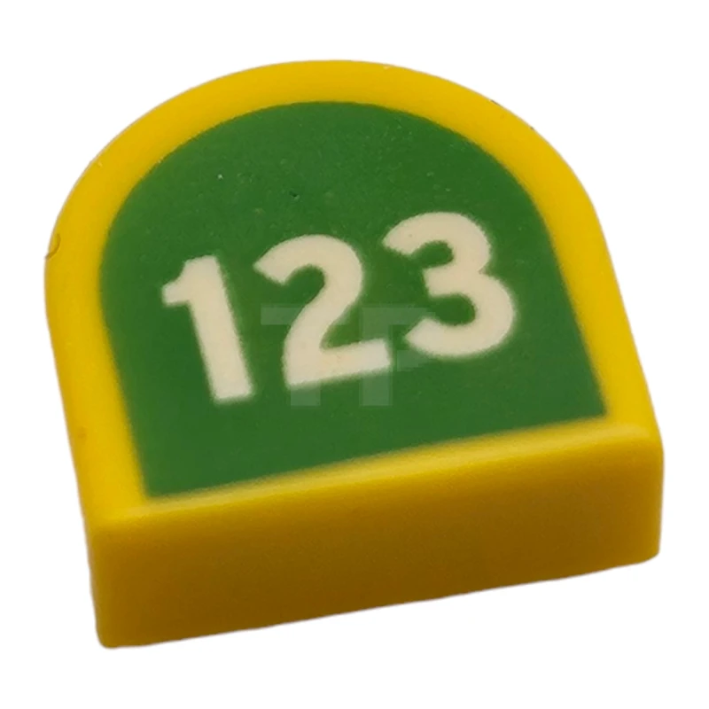 LEGO&reg; 6323483 - 24246pb008 - Tile 1 x 1 Half Circle with '123' Pattern