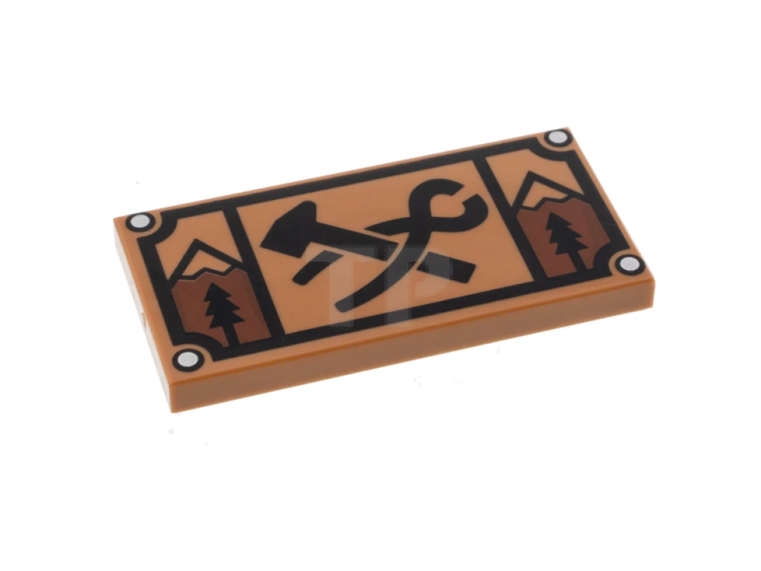 LEGO&reg; 6337061 - 87079pb0871 - Tile 2 x 4 with Blacksmith's Hammer and Tongs Pattern