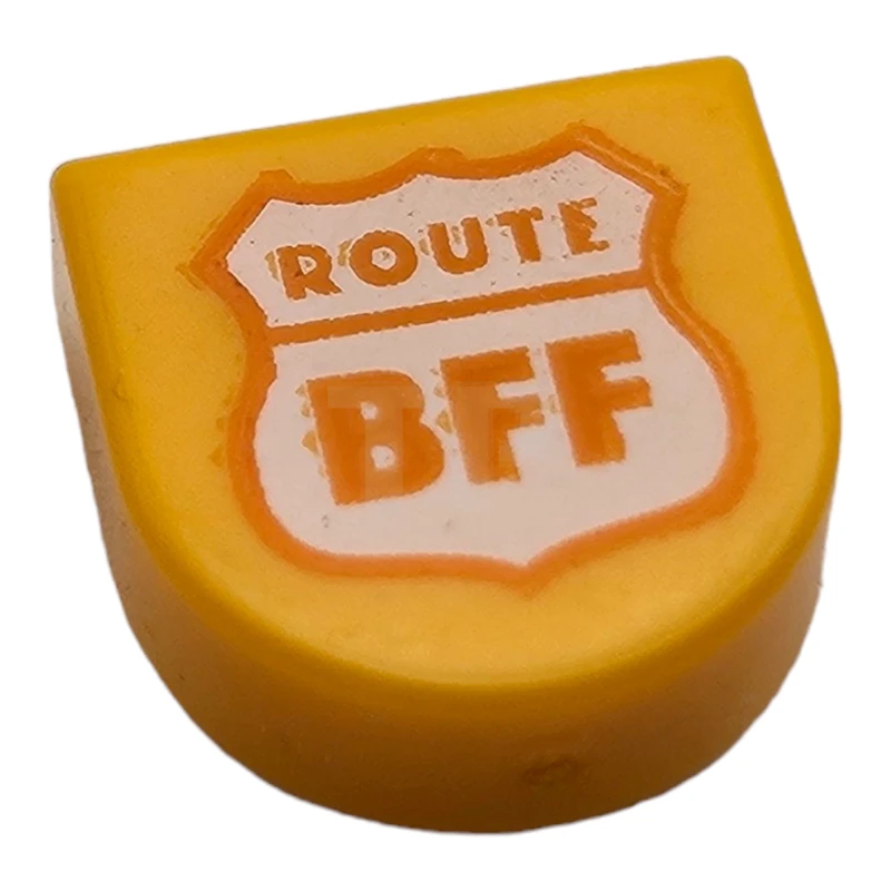 LEGO&reg; 6315634 - 24246pb012 - Tile 1 x 1 Half Circle with 'ROUTE BFF' Pattern
