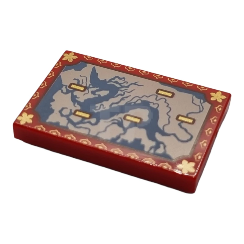 LEGO&reg; 6317283 - 26603pb144 - Tile 2 x 3 with Kumandra Map Pattern