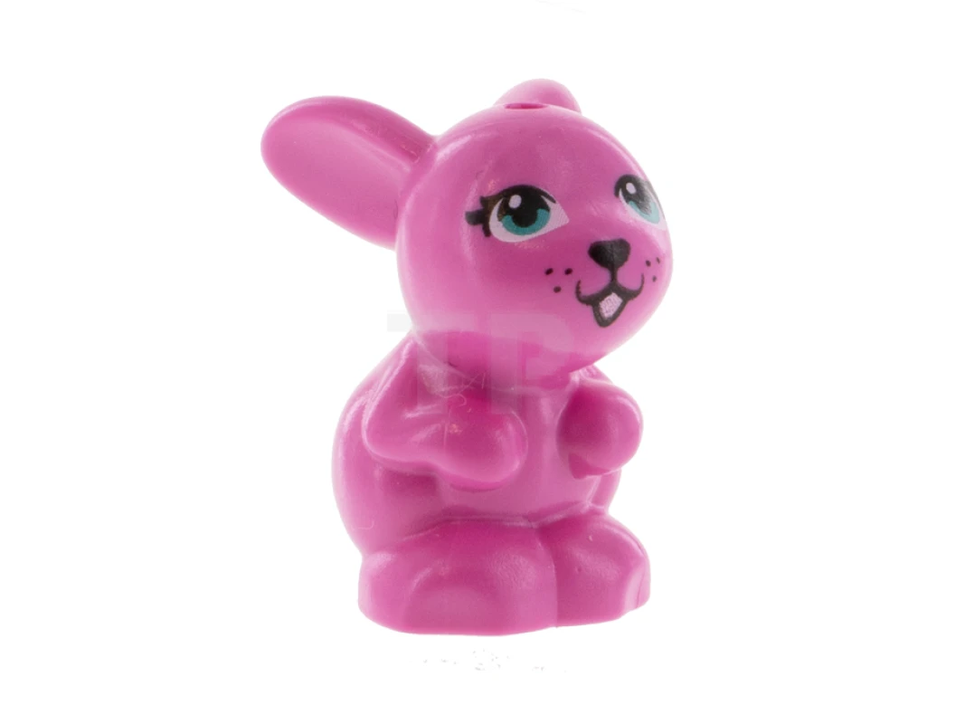 LEGO&reg; 6337244 - 34050pb03 - Bunny / Rabbit, Friends, Sitting with Dark Turquoise Eyes, Black Nose and Mouth and Pink Tongue Pattern