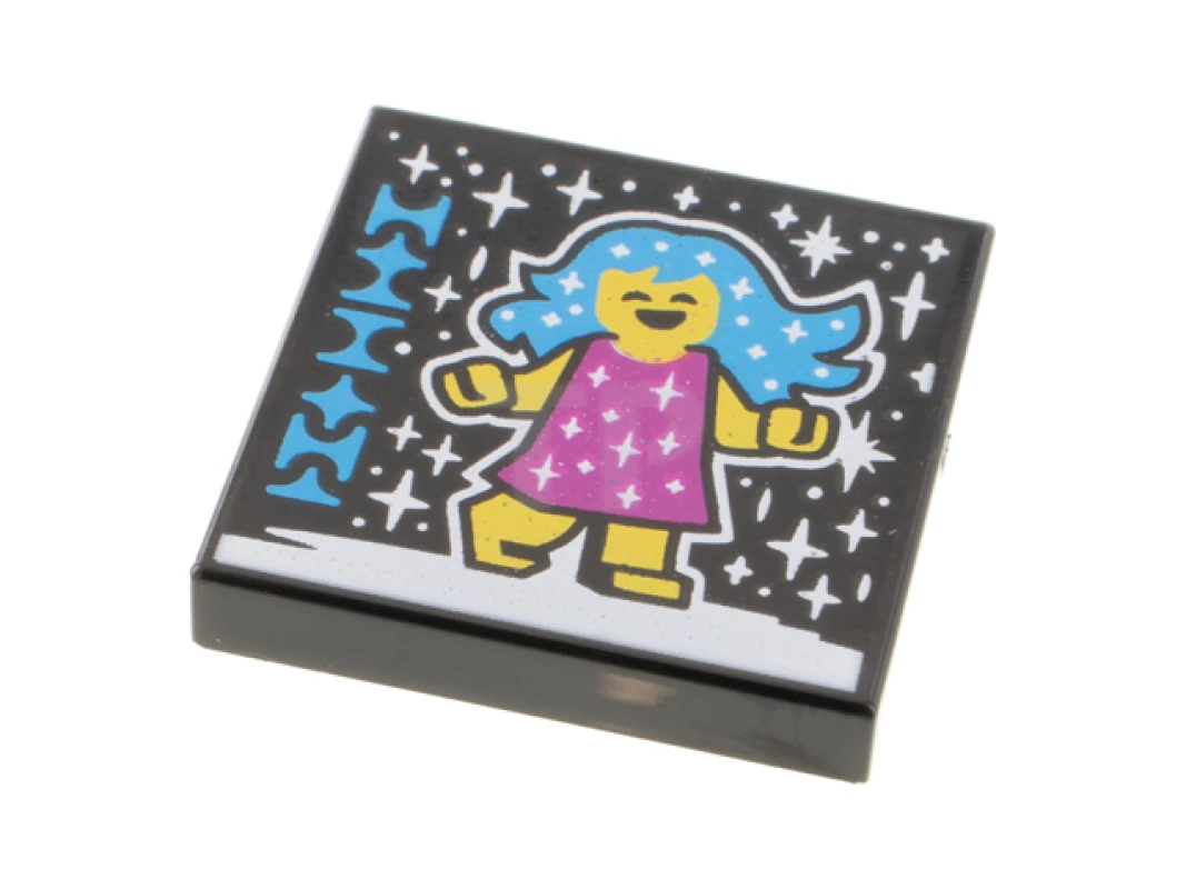 LEGO&reg;  - 3068pb1555 - Tile 2 x 2 with Album Cover - Girl and Stars Pattern