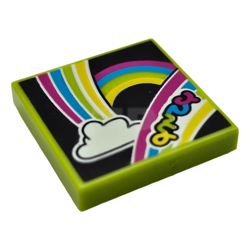 LEGO&reg;  - 3068pb1590 - Tile 2 x 2 with Album Cover - Rainbows and Cloud Pattern