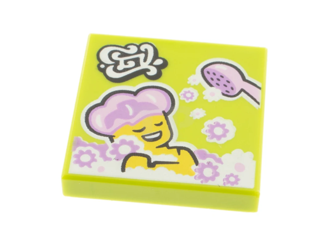 LEGO&reg;  - 3068pb1585 - Tile 2 x 2 with Album Cover - Woman in Bubble Bath Pattern