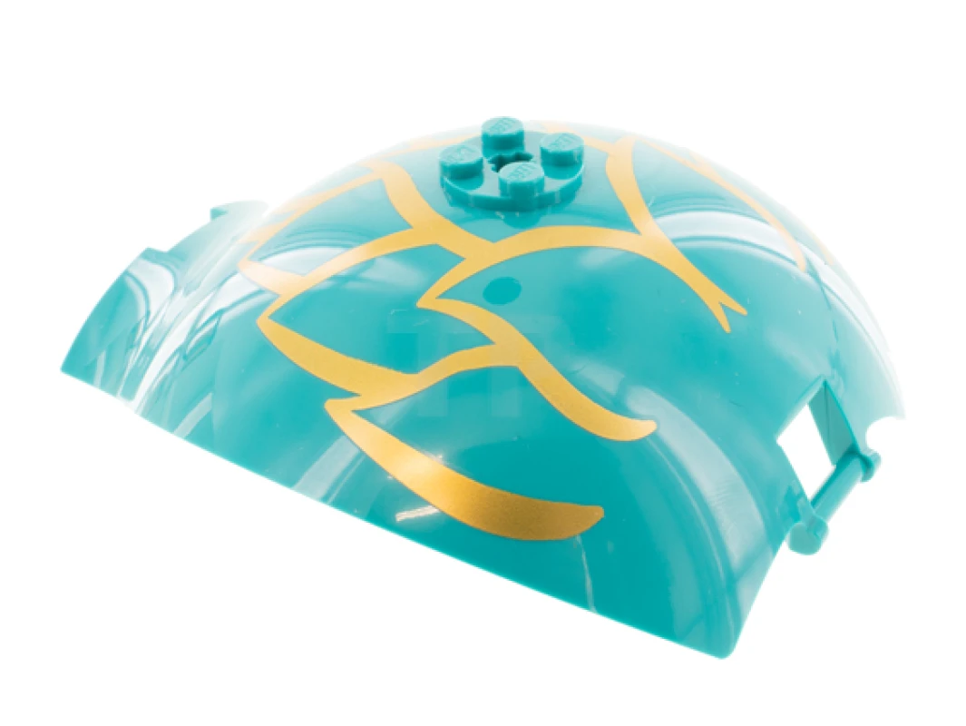 LEGO&reg; 6317284 - 65783pb01 - Panel 10 x 4 x 13 Curved with Bar Handle with Gold Leaves Outline Pattern