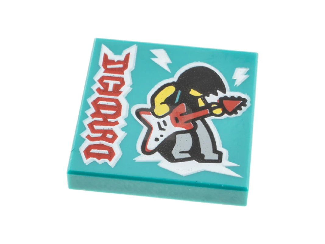 LEGO&reg;  - 3068pb1606 - Tile 2 x 2 with Album Cover - Man Playing Flying V Guitar Pattern