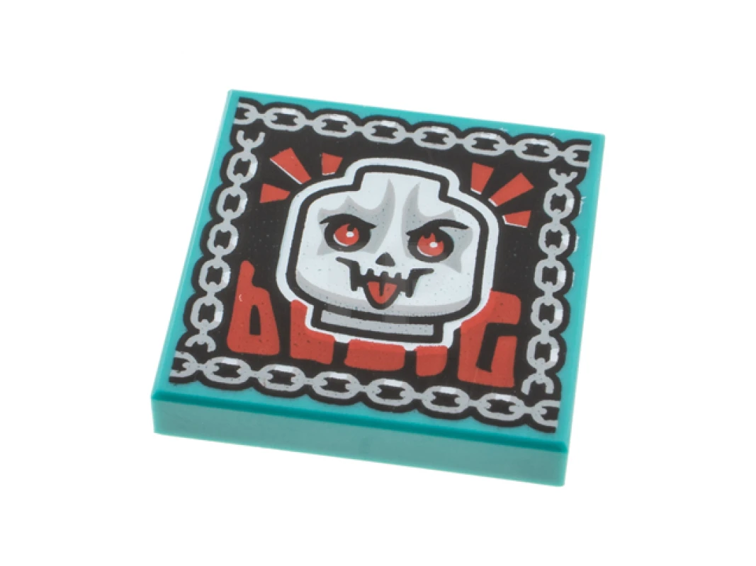 LEGO&reg;  - 3068pb1548 - Tile 2 x 2 with Album Cover - Skull with Eyes and Tongue Pattern