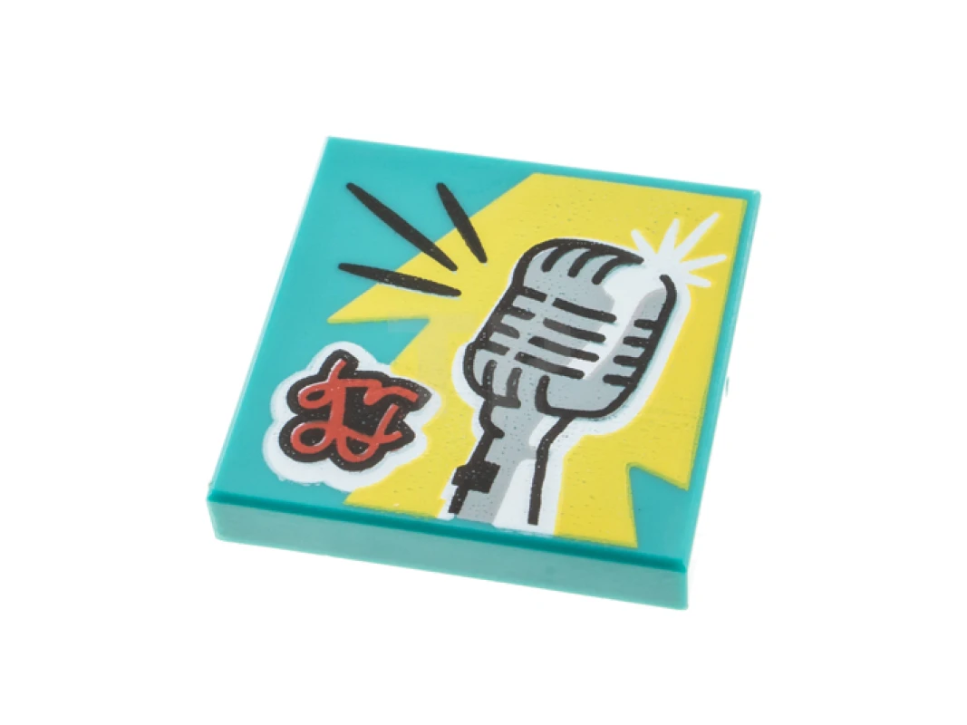 LEGO&reg;  - 3068pb1562 - Tile 2 x 2 with Album Cover - Vintage Microphone Pattern