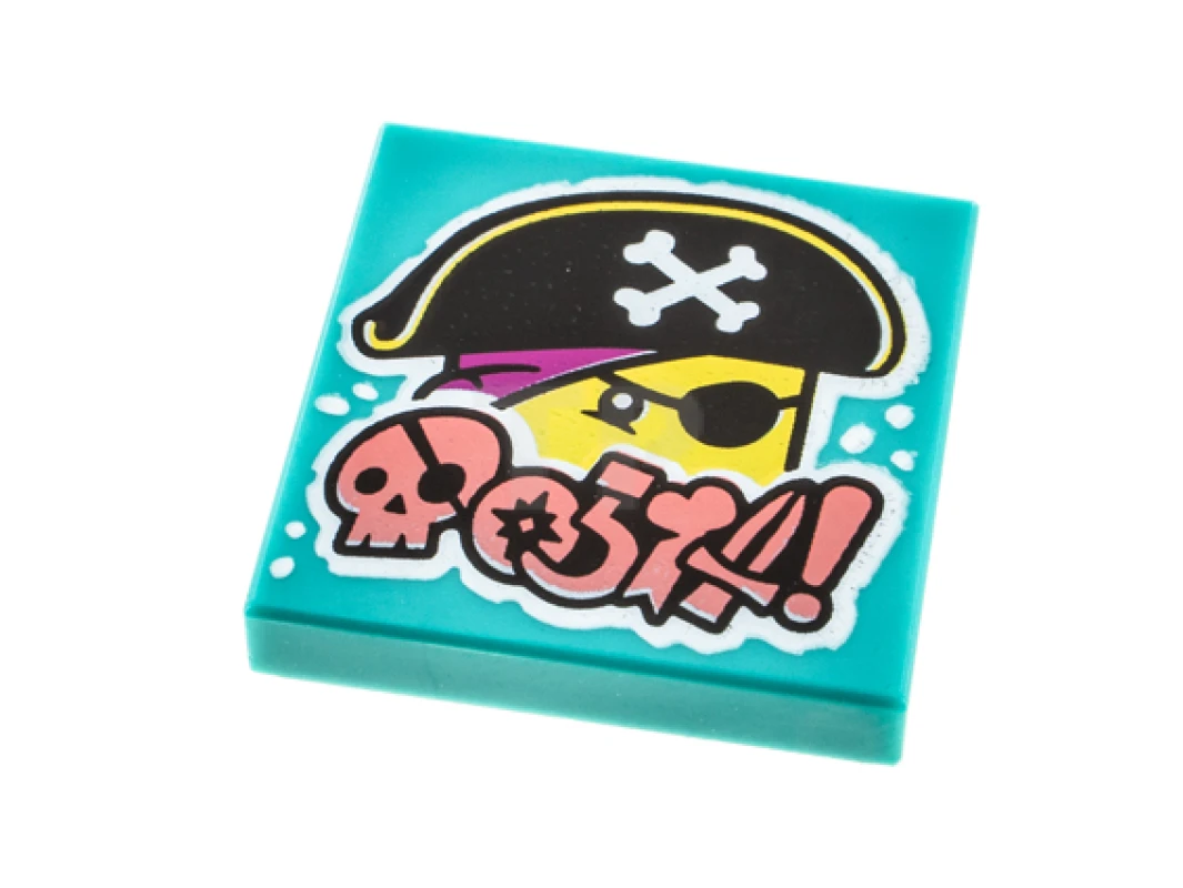 LEGO&reg; 6325314 - 3068pb1639 - Tile 2 x 2 with Album Cover - Pirate Head Pattern