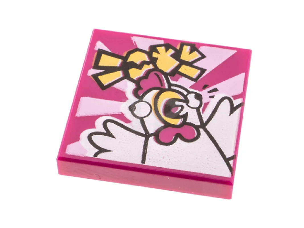 LEGO&reg;  - 3068pb1570 - Tile 2 x 2 with Album Cover - Scared Chicken Pattern