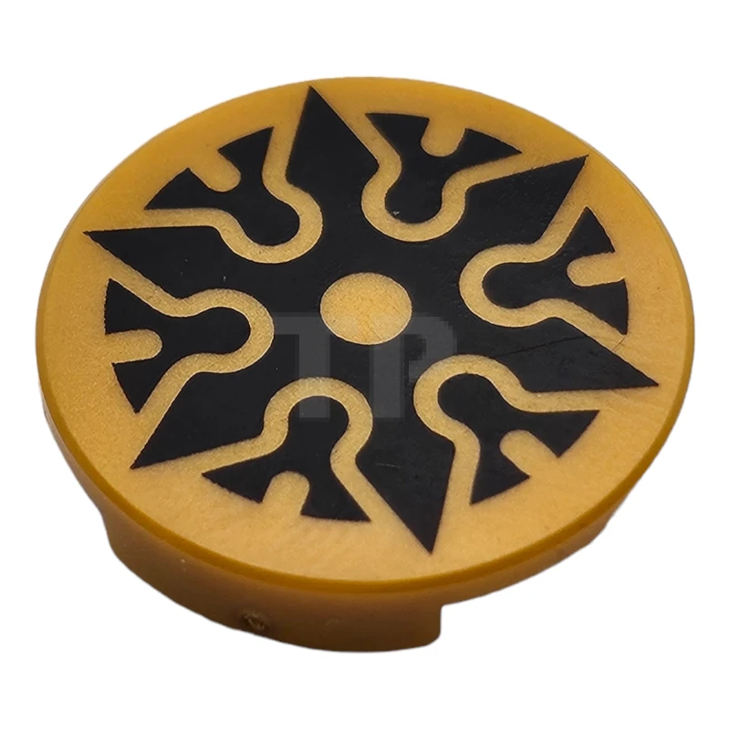 LEGO&reg; 6321340 - 14769pb384 - Tile 2 x 2 Round with Bottom O and Throwing Star Pattern