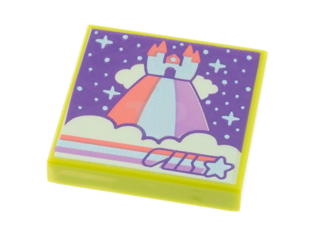 LEGO&reg; 6326147 - 3068pb1539 - Tile 2 x 2 with Album Cover - Castle on Rainbow and Clouds Pattern