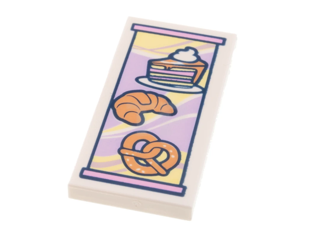 LEGO&reg; 6332014 - 87079pb0913 - Tile 2 x 4 with Pie, Croissant and Pretzel Menu Pattern