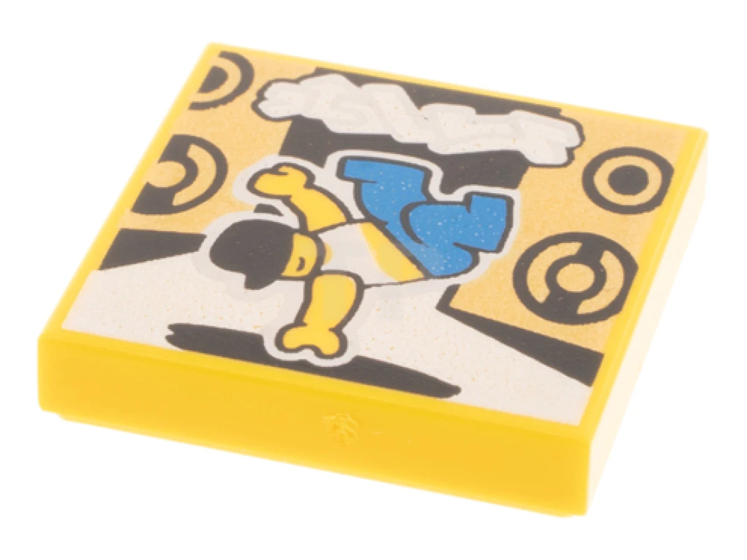 LEGO&reg;  - 3068pb1623 - Tile 2 x 2 with Album Cover - Breakdancer and Speakers Pattern