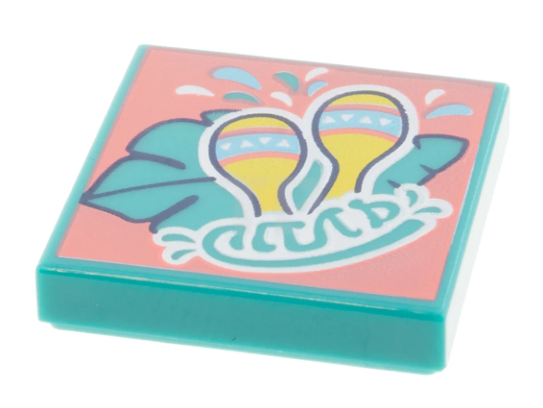 LEGO&reg; 6326140 - 3068pb1582 - Tile 2 x 2 with Album Cover - Maracas and Leaf Pattern