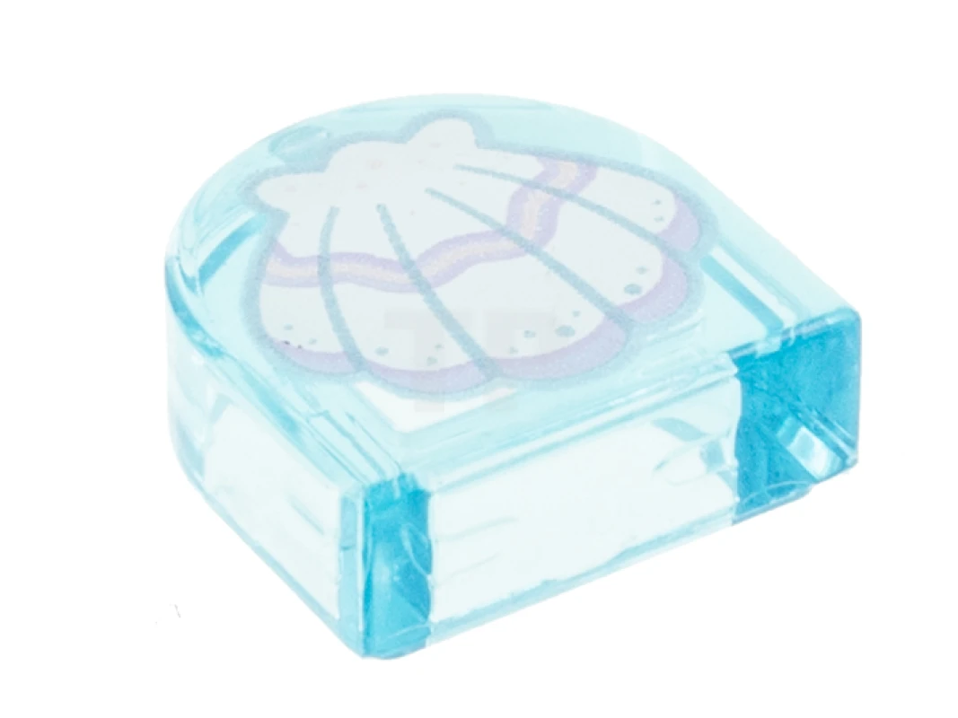 LEGO&reg; 6308522 - 24246pb009 - Carreau 1 x 1 demi-cercle avec motif de coquille de palourde.