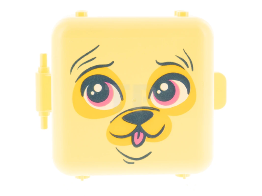 LEGO&reg; 6324830 - 64462pb01 - Container, Box 3 x 8 x 6 2/3 Half Front with Dark Blue, White, Dark Pink, and Bright Light Orange Pug Face with Tongue Pattern