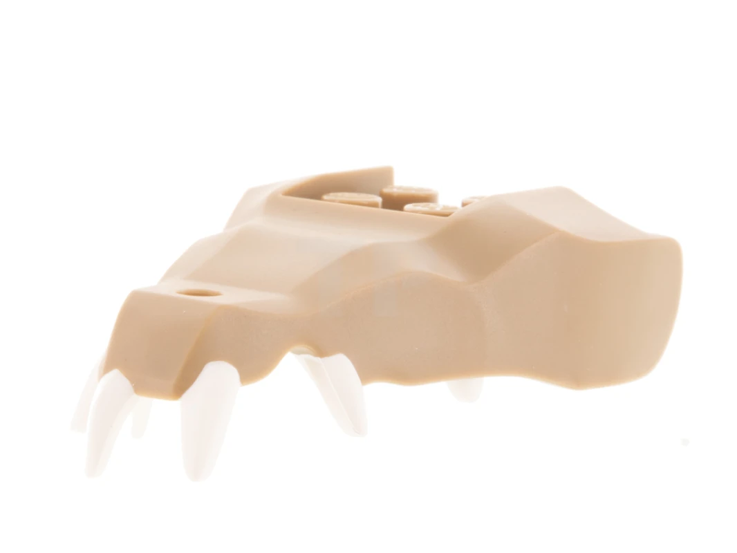 LEGO&reg; 72224pb03 - 6323564 - Dragon Head (Ninjago) Jaw with 2 Bar Handles on Back - Closed Ends with White Teeth Pattern