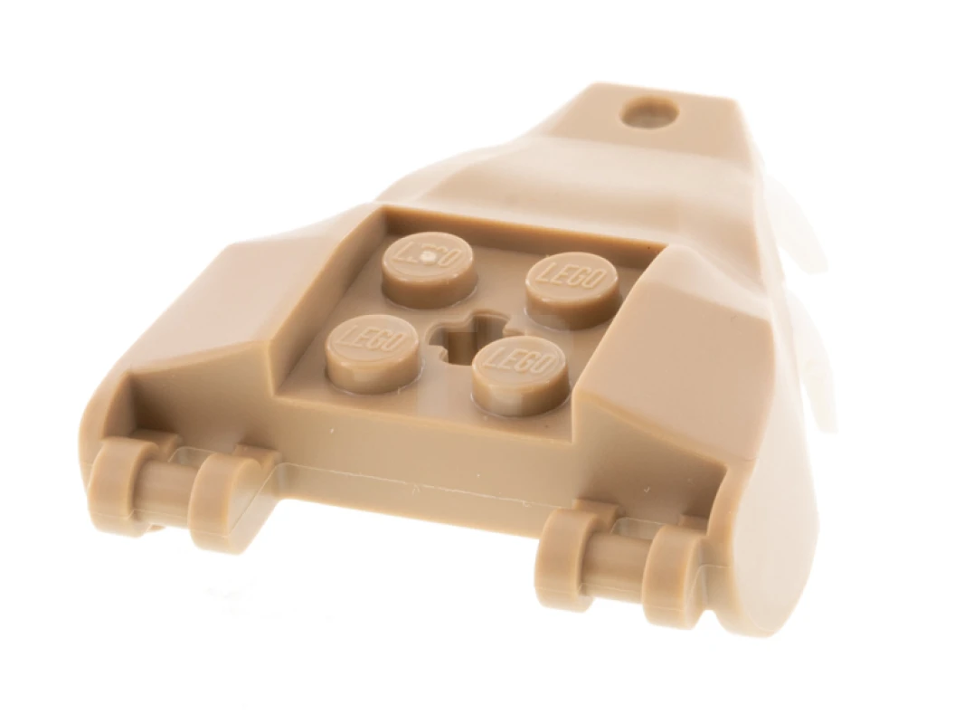 LEGO&reg; 72224pb03 - 6323564 - Dragon Head (Ninjago) Jaw with 2 Bar Handles on Back - Closed Ends with White Teeth Pattern