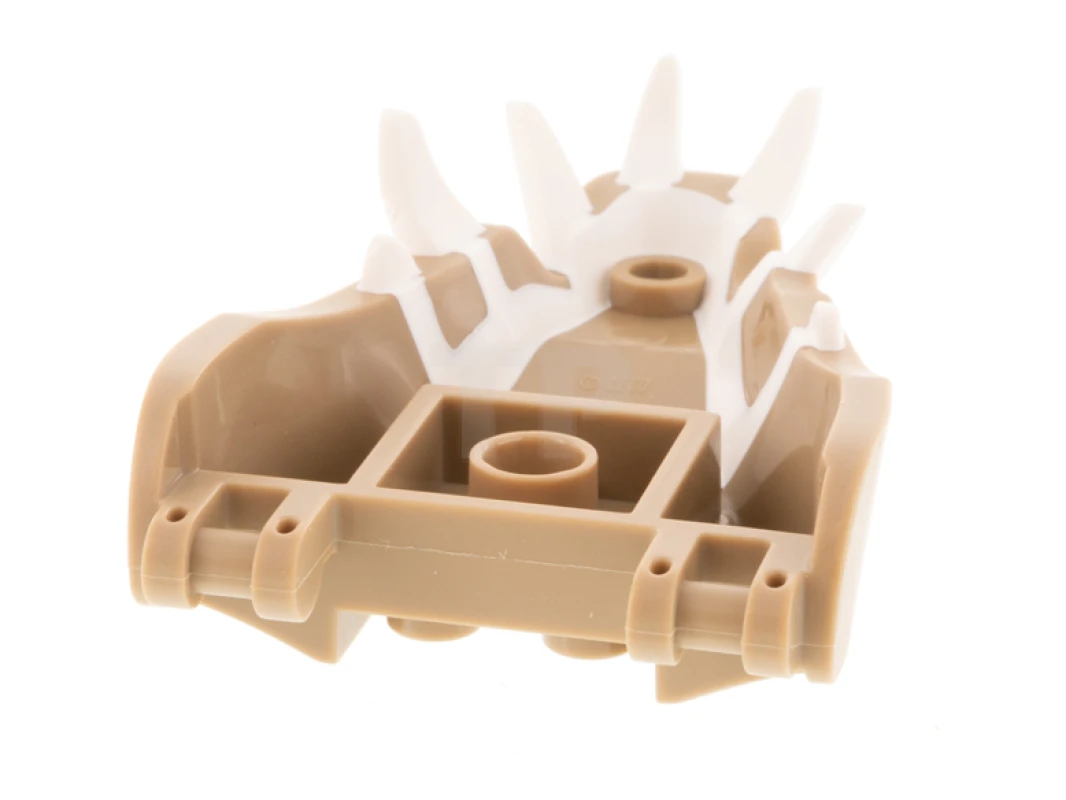 LEGO&reg; 72224pb03 - 6323564 - Dragon Head (Ninjago) Jaw with 2 Bar Handles on Back - Closed Ends with White Teeth Pattern