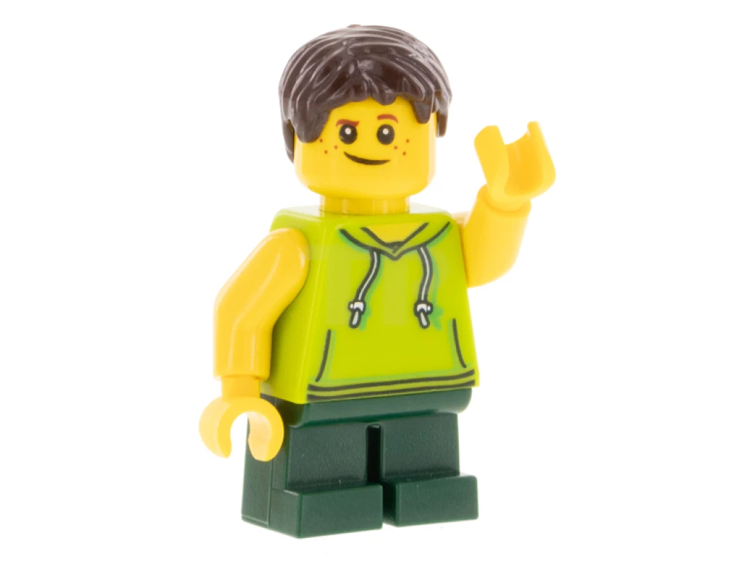LEGO&reg; LLP023 LEGOLAND Park Niño con pelo castaño oscuro, sudadera sin mangas verde lima y piernas cortas verde oscuro