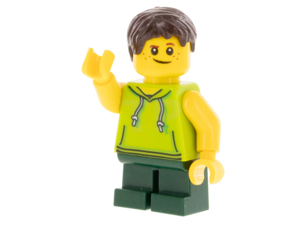 LEGO&reg; LLP023 LEGOLAND Park Niño con pelo castaño oscuro, sudadera sin mangas verde lima y piernas cortas verde oscuro