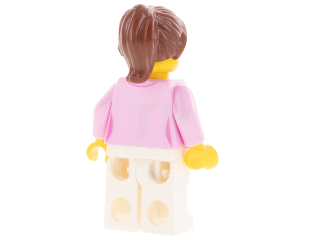 LEGO&reg; LLP021 LEGOLAND Park Femme avec queue de cheval brun-rouge, chemise rose vif, jambes blanches