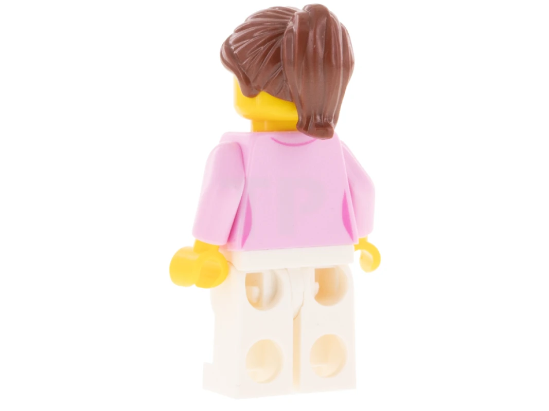 LEGO&reg; LLP021 LEGOLAND Park Femme avec queue de cheval brun-rouge, chemise rose vif, jambes blanches