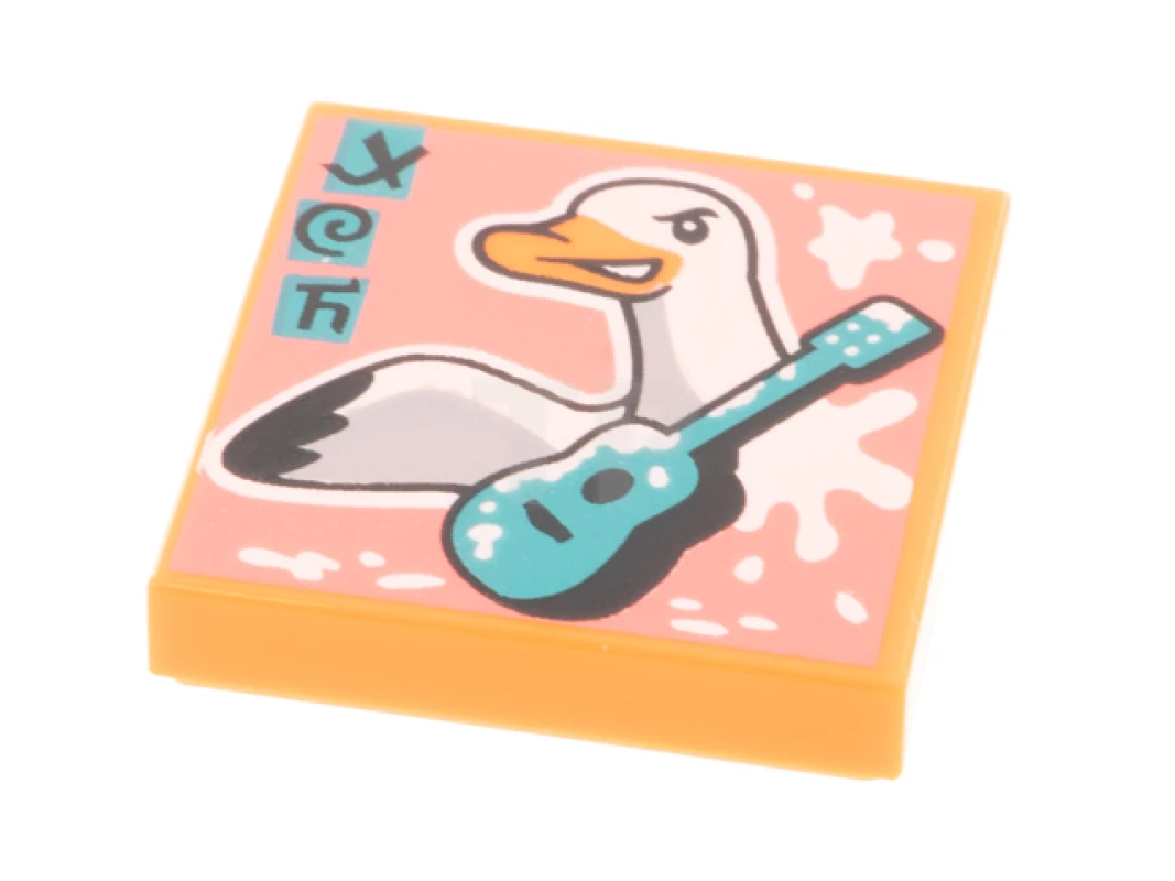 LEGO&reg;  - 3068pb1538 - Tile 2 x 2 with Album Cover - Duck and Guitar Pattern
