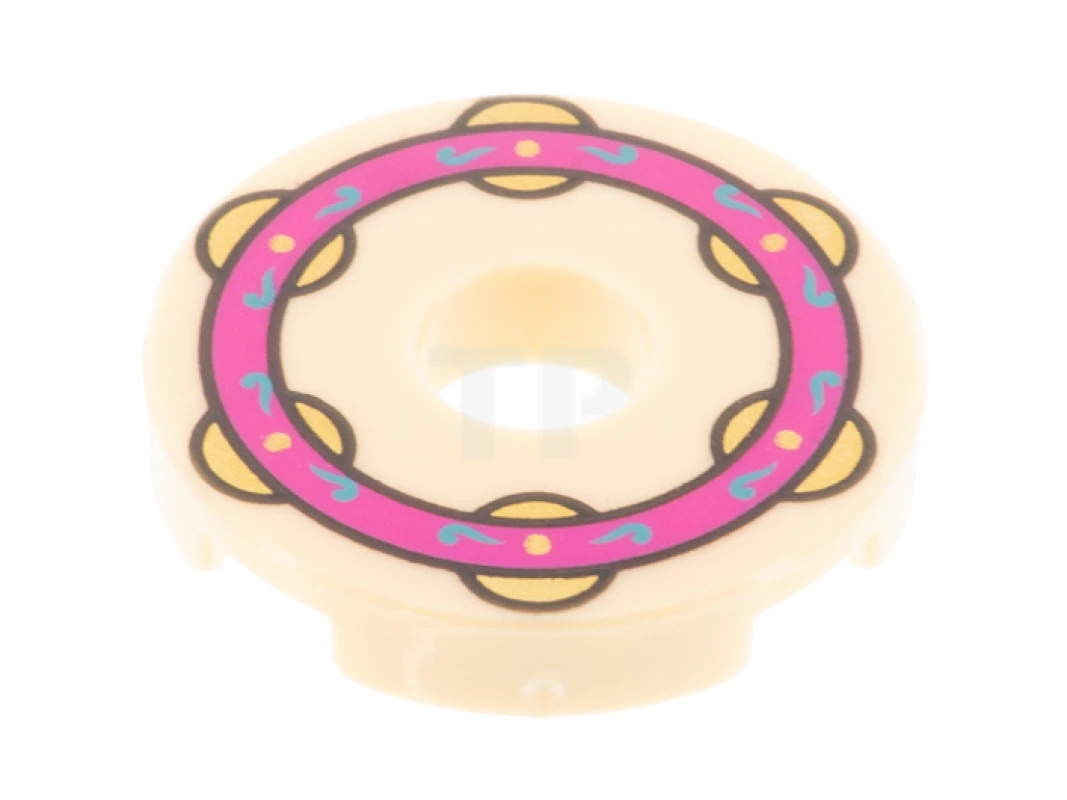 LEGO&reg; 6334001 - 15535pb08 - Tile 2 x 2 Round with Hole and Tambourine Ring with Jingles Pattern